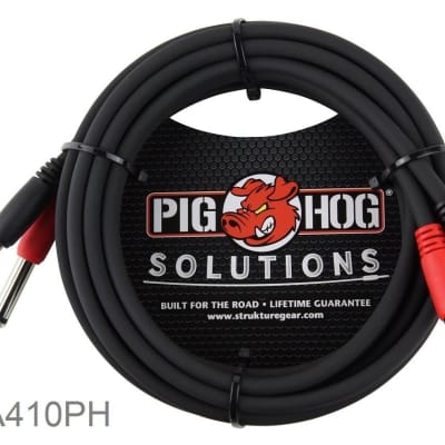 10ft Pig-Hog Dual 1/4" TS Mono Male Plug to 2-RCA Male Plug  Audio Cable image 2