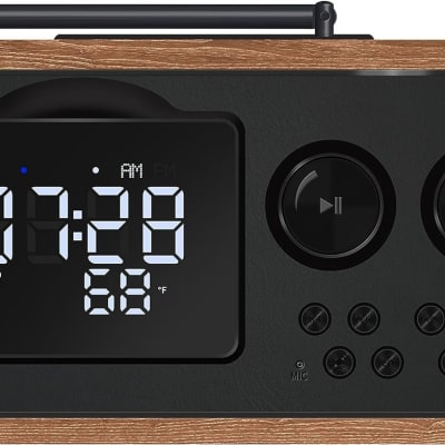 Fuse Zide Vintage Retro LCD Alarm Clock Radio Bluetooth Speaker - Brown image 4