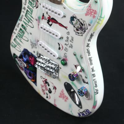 Custom Painted and Upgraded Fender Squier Stratocaster (Aged and Worn) With Graphics and Matching Headstock image 4