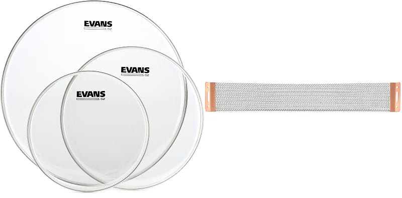 Evans G2 Clear 3-piece Tom Pack - 10/12/16 inch  Bundle with Puresound B1420 14" 20-strand Blaster Series Snare Wire image 1