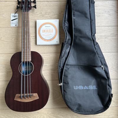 Kala FRETLESS RMBL-FL Rumbler U-Bass Uke Bass Ukulele Mahogany with Carry Gig Bag for sale