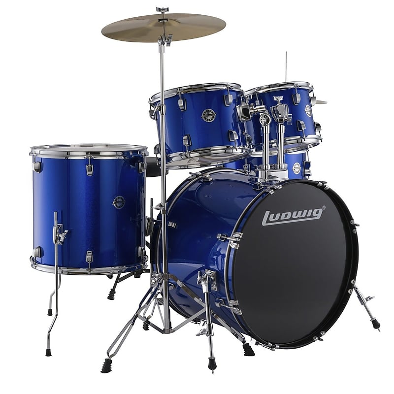 Ludwig Accent Drive 5-Piece Complete Drum Set - 22&quot; Bass (Blue Sparkle) image 1