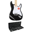 Squier Affinity Series Stratocaster Electric Guitar with Hard Case - Black with Maple Fingerboard