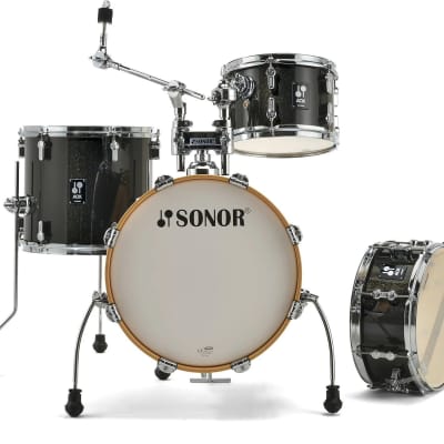 Sonor 4pc AQX Jungle Drum Set Kit Black Midnight Sparkle