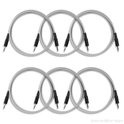 Boredbrain 36-inch 6-Pack Eurorack Modular Patch Cables 3.5mm TS Moon Gray image 1