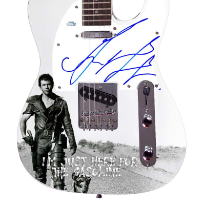 Mel Gibson Autographed Mad Max Custom Graphics Photo Guitar ACOA image 1