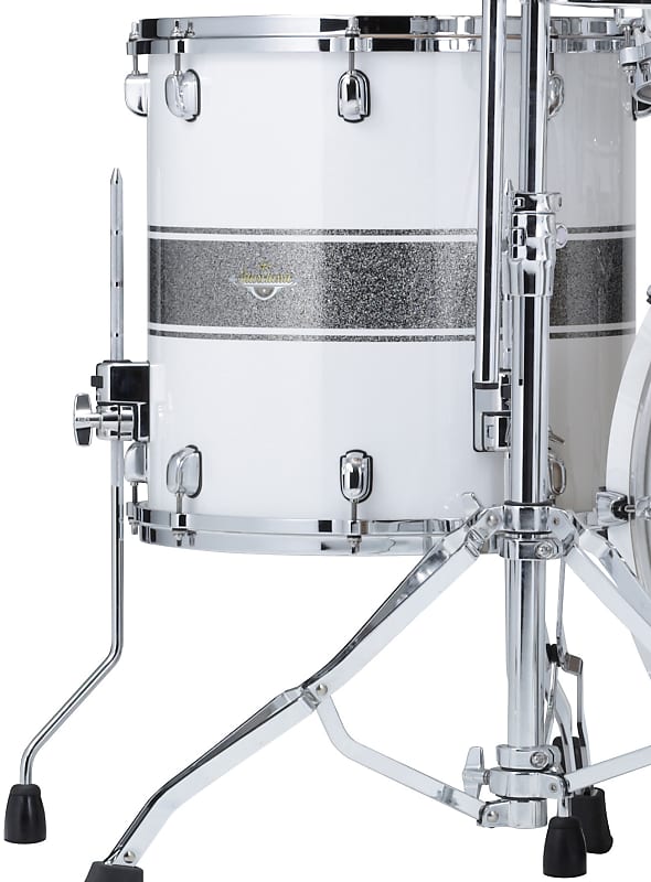 Tama MAF1616-SSR Starclassic Lacquer Floor Tom 16" x 16" - Silver Snow Racing Stripe/Chrome HW image 1