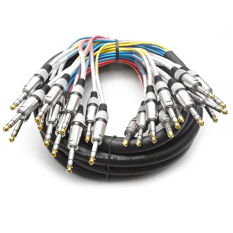 NEW 12 CHANNEL TRS SNAKE CABLE -15 Feet Pro Audio Patch image 1