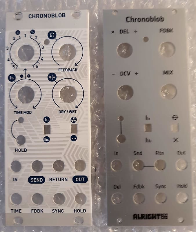 2 X Chronoblob V.1 Replacement Panels Only Grayscale and Magpie (no module) Eurorack image 1