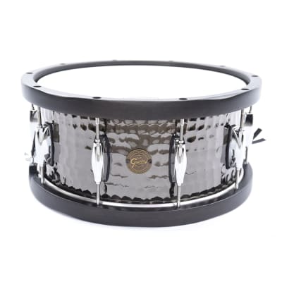 Gretsch S1-6514WH-BSH Full Range Series Hammered Steel 6.5x14" Snare Drum with Wood Hoops