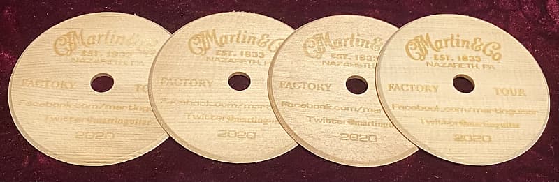 C.F. Martin & Co. Four (4) Guitar Sound hole wood cutout  Souvenirs from Factory Tour 2020 image 1