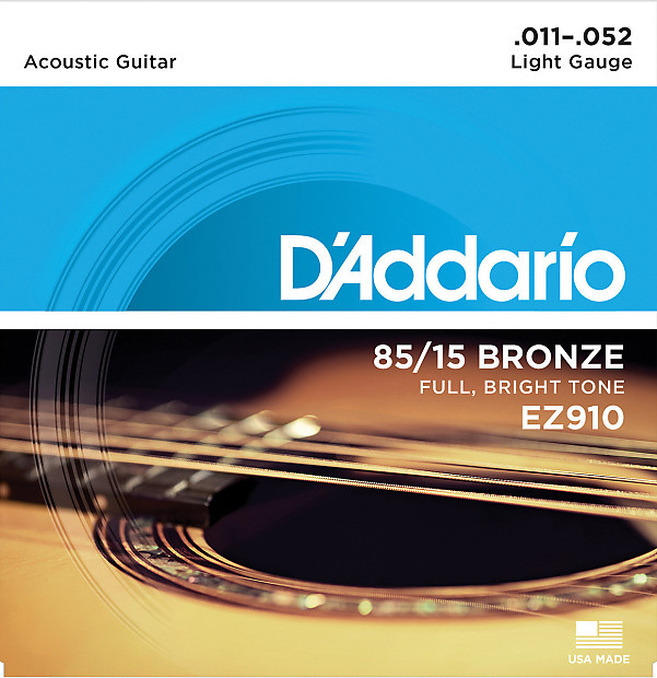 D'Addario EZ910 85/15 Bronze Acoustic Guitar Strings Light 11-52 image 1