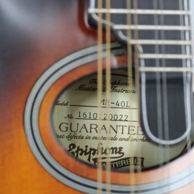 Epiphone MM-40L Masterbuilt F-Style Vintage Burst Mandolin - HSC image 8