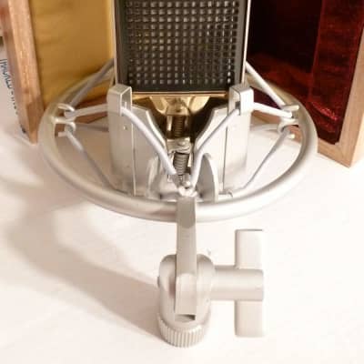 (Mic #2 of 2) Tested and Working! RARE Stellar RM-4 RM4 Dual-Ribbon Figure-8 Microphone with original Wood Box & Shockmount Black/Gold Golden Vocal/Room Bi-Directional Mike #2 of 2! image 2