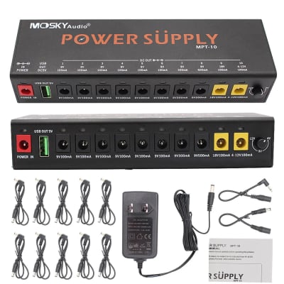 Mosky MPT-10 Guitar Effect Pedal Power Supply 10 Isolated DC Outputs/ 5V USB Out image 1