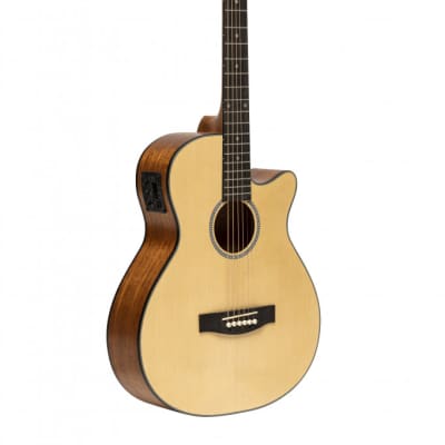 Stagg SA25 ACE SPRUCE Auditorium Cutaway Spruce Top Okoume Neck 6-String Acoustic-Electric Guitar for sale