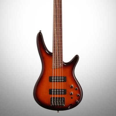 Ibanez SR375EF Fretless Electric Bass, 5-String, Brown Burst image 2
