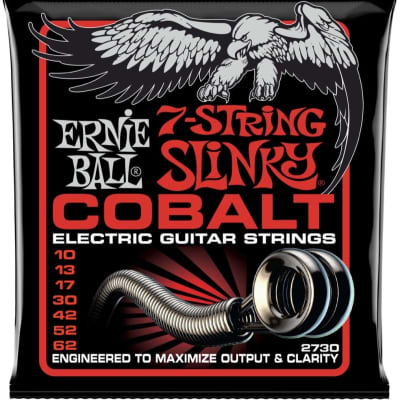 Ernie Ball Cobalt 7-String Skinny Top Heavy Bottom Electric Guitar Strings, 10-62 image 2
