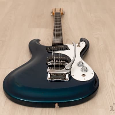 1965 Mosrite Ventures Model Vintage Electric Guitar, Ink Blue w/ Case & Strap image 10