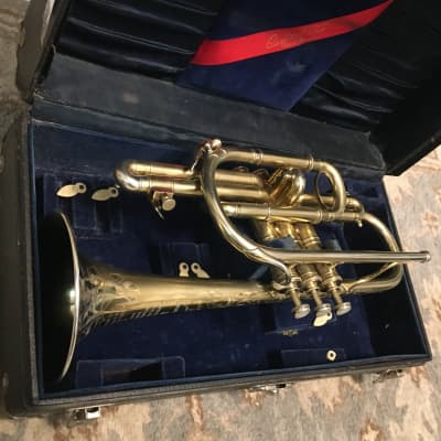 EXCELLENT SPECIAL ORDER LP CORNET F. BESSON BREVETE NEW CREATION 1923 GOLD PLATED LOVELY ENG. TO THE TOP / GREAT COMPRESSION image 1