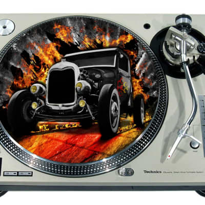 2 x Slipmats Scratch Pads Felt for 12" LP Record Players Vinyl DJ Turntables *Hot Rod Car 1 image 2