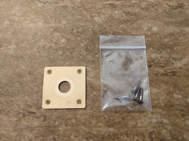 Vintage 1950's Gibson Cream Input Jack Plate w/ Original Mounting Screws!  Rare, Original Parts!