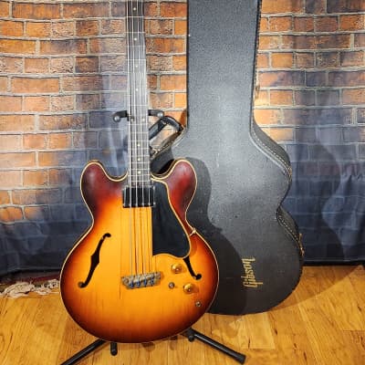 Vintage 1958 Gibson EB-2 Sunburst w/ Gibson Case - Repaired Headstock Crack - FIRST YEAR MODEL for sale
