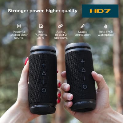 TREBLAB HD7 - Mini Portable Bluetooth Speaker Wireless - TWS Dual Pairing, w/Mic w/Bike Mount Hole image 6