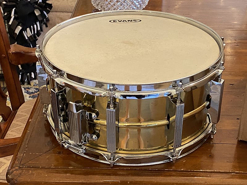 tama出品 Tama 1990s 6.5x14 Brass Shell Snare Drum, 10-lug, Model PM