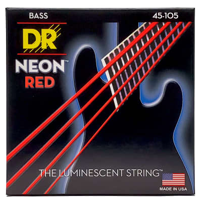 DR Strings Hi-Def Neon Red Colored Bass Strings: Medium 45-105 image 2