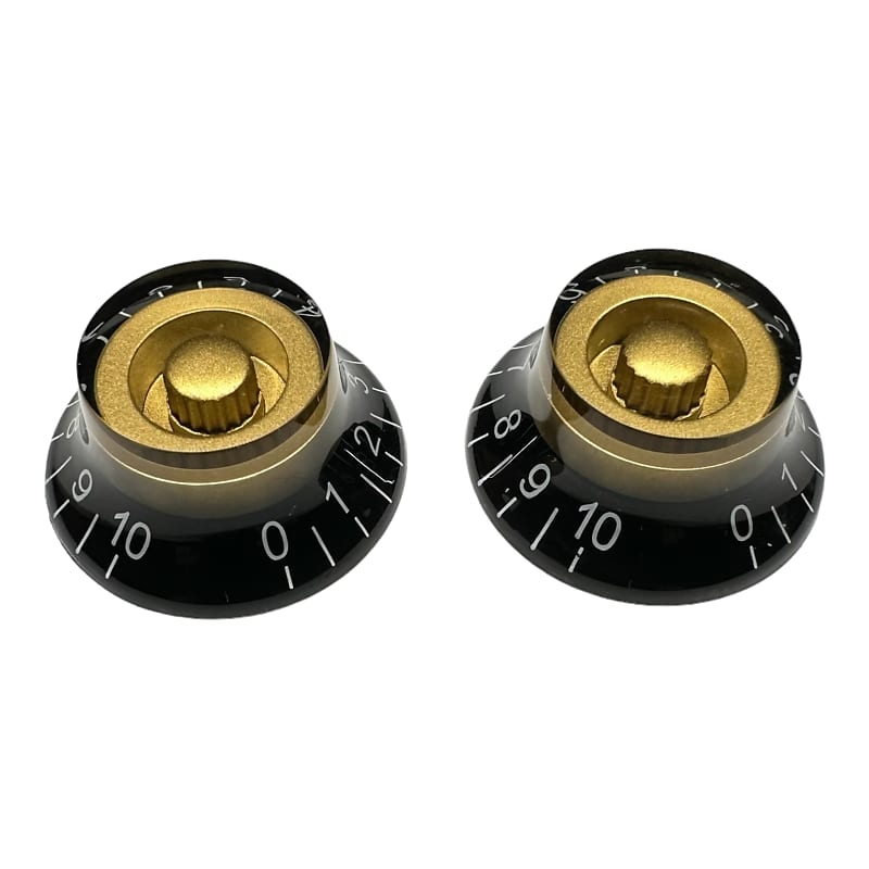 AxLabs Bell Knobs (Set of 2), Black/Gold, White Font | Reverb