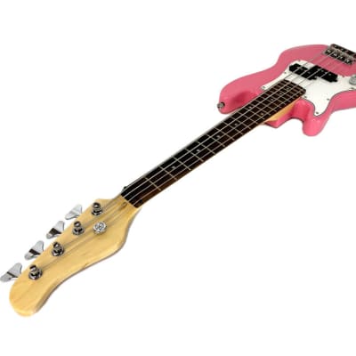 Zenison LEFT Handed YOUTH Electric BASS Guitar PINK 4 String 36" Kids Girls image 3
