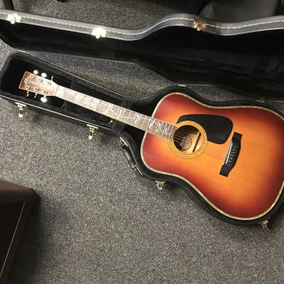 Morris LF-5 Tree of Life acoustic guitar in sunburst made in Japan 1980s in excellent condition with hard case . image 5