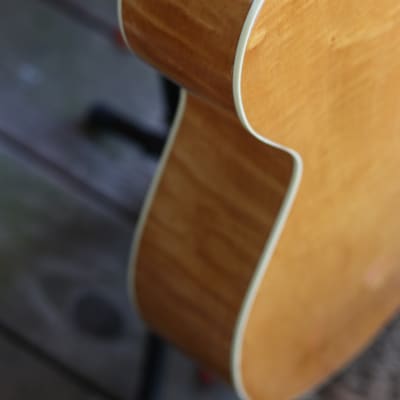 Harmony archtop arched top guitar flamed maple 1950's - natural image 8