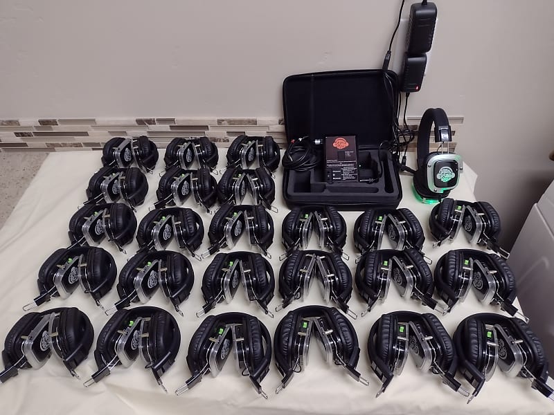 Silent Disco Sound System 25 3Channel LED HP's, 1 Reverb