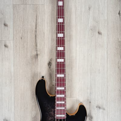Mayones Jabba Custom 4 Bass, Purpleheart Fretboard, 5A Burl Maple, Trans Dirty Purple Burst Gloss image 4
