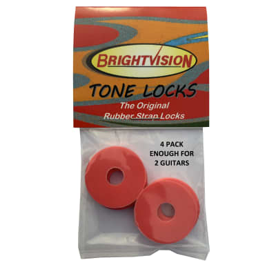 Levy's Ring Block, Orange - 4 pack of Rubber Guitar Strap Locks