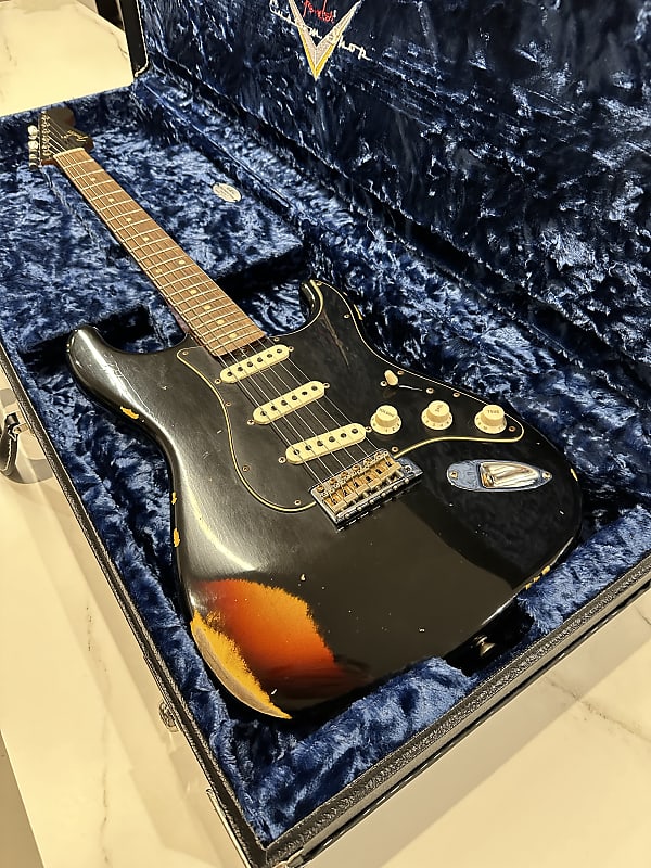 Fender Custom Shop Dual Mag II Stratocaster Relic 2020 - Black over 3-Color Sunburst image 1