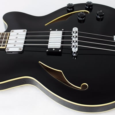 Italia Torino Semi-Hollow Bass Guitar in Black w/Softcase image 4