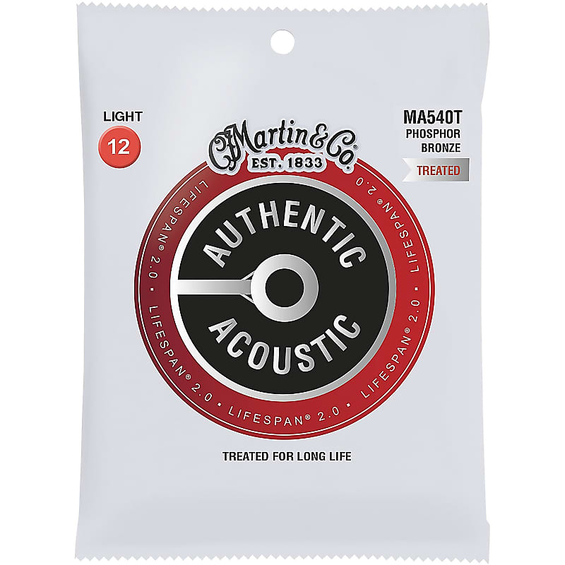 Martin MA540T Authentic Acoustic Lifespan 2.0 Phosphor Bronze Acoustic Guitar Strings - Light (.12 - image 1