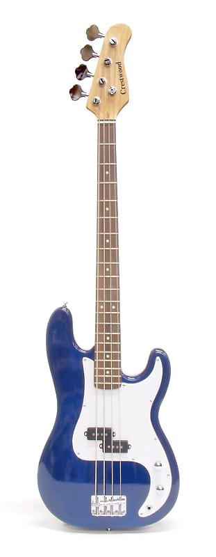 Crestwood Bass Guitar 4 String Transparent Blue P-Style image 1