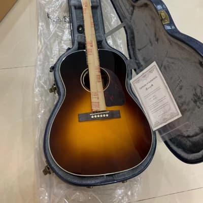 Enya T05J acoustic electric guitar Vintage Sunburst with dual mode pickup and deluxe hardcase image 9