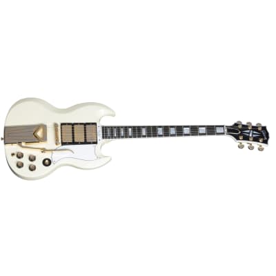 Gibson Custom Shop 60th Anniversary 1961 Les Paul SG Custom Guitar w/ Sideways Vibrola - Polaris White image 3