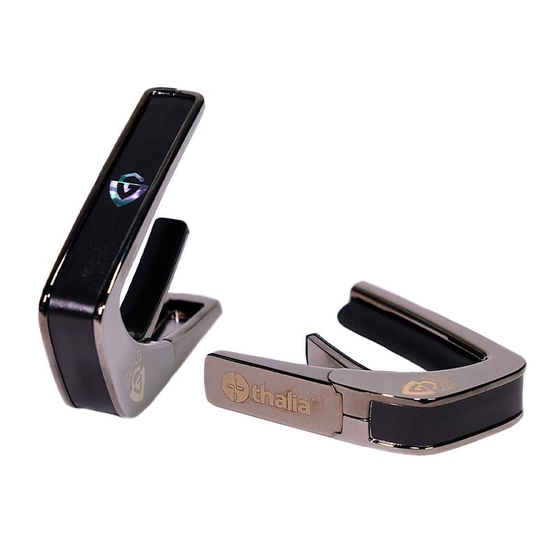 Guild® by Thalia Black Chrome Capo ~ Ebony Inked on Black Ripple with G Shield Inlay image 1
