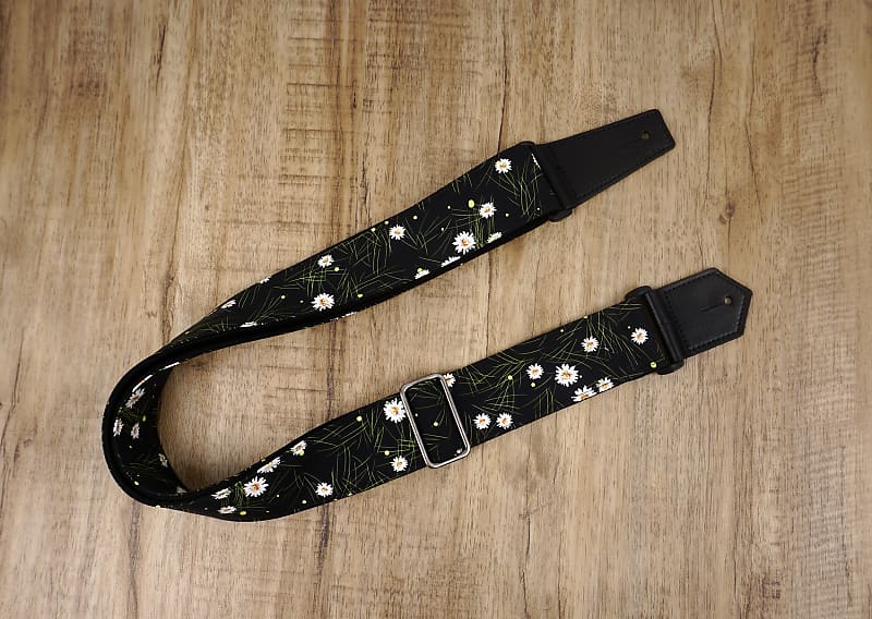 Daisy guitar strap with leather ends Reverb