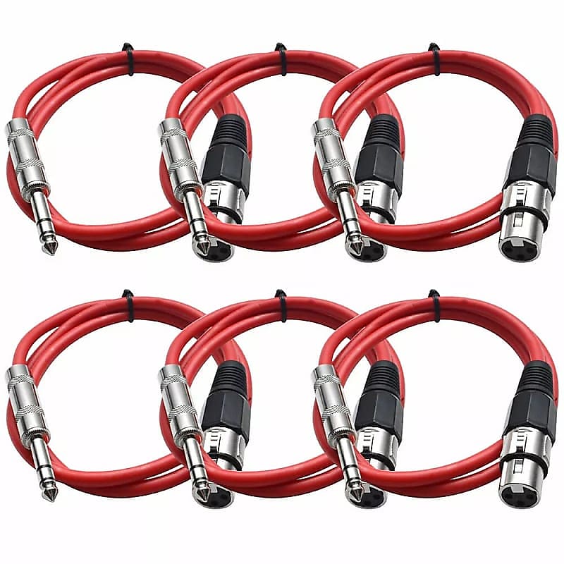 Red 1/4" TRS to XLR Female 2' Patch Cable image 1