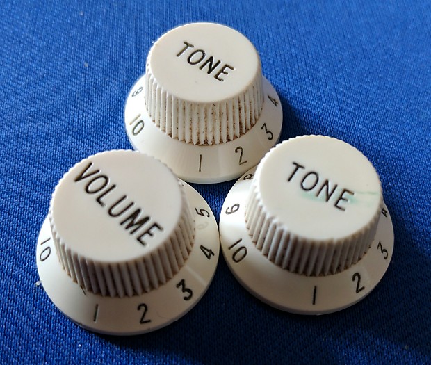 Strat Style Guitar Knobs, Aged White Reverb