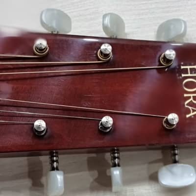 Travel acoustic backpacker guitar, steel strings + gig bag soft case gift, HORA image 3