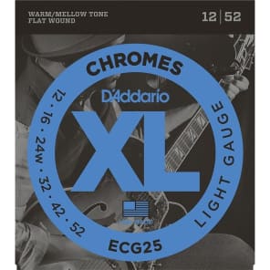D'Addario ECG25 XL Chromes Flatwound Electric Guitar Strings, Light Gauge Standard
