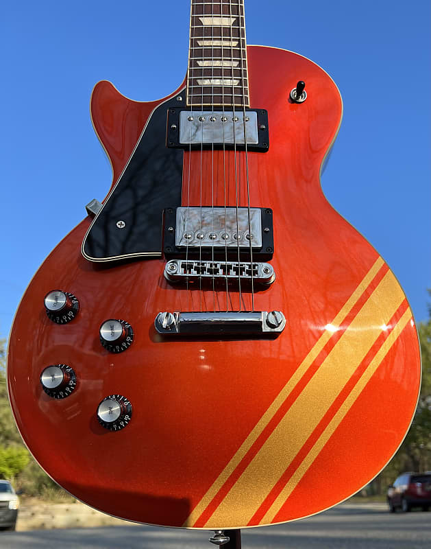 Gibson *MOD* Les Paul Standard '50s Left Handed 2021  Lefty Burnt Orange / Gold Racing Stripe image 1